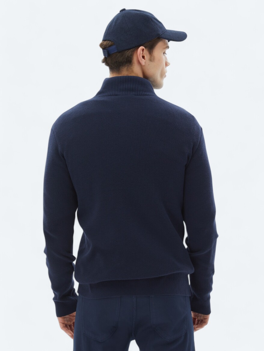 Navy Blue Knitwear Sweatshirt - 5