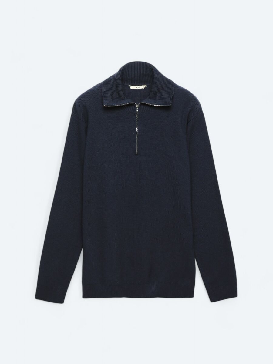 Navy Blue Knitwear Sweatshirt - 6