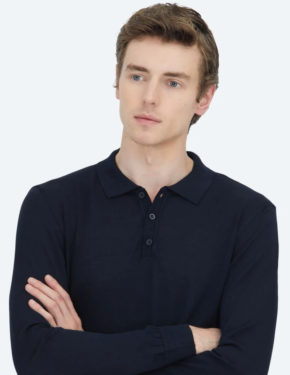 Navy Blue Knitwear Sweatshirt - 3