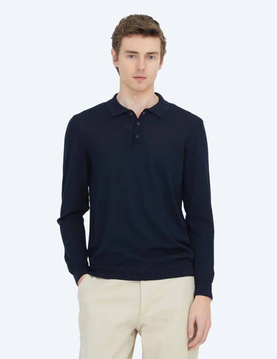 Navy Blue Knitwear Sweatshirt - 4