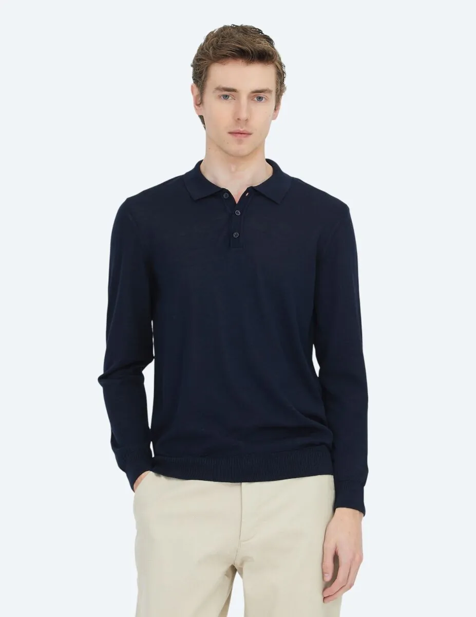 Navy Blue Knitwear Sweatshirt - 4