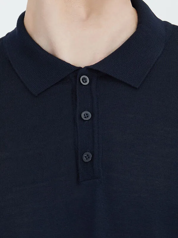 Navy Blue Knitwear Sweatshirt - 5