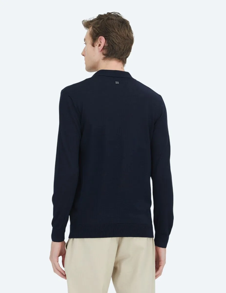 Navy Blue Knitwear Sweatshirt - 7