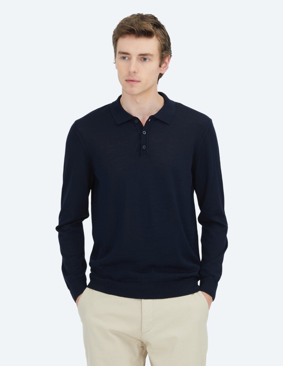 Navy Blue Knitwear Sweatshirt 