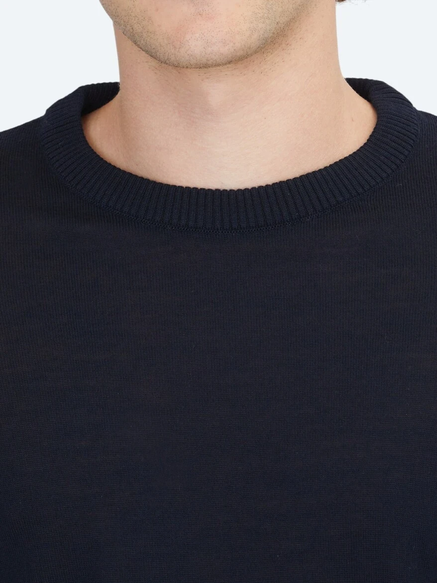 Navy Blue Knitwear Sweatshirt 
