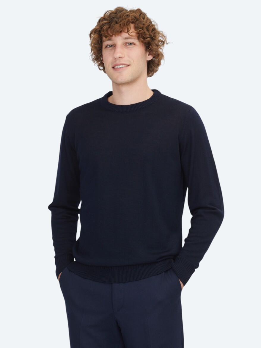 Navy Blue Knitwear Sweatshirt - KİP