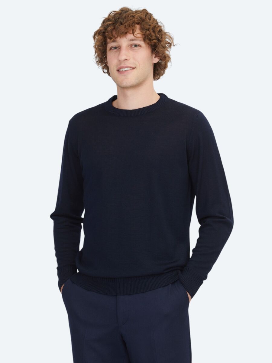Navy Blue Knitwear Sweatshirt - 1