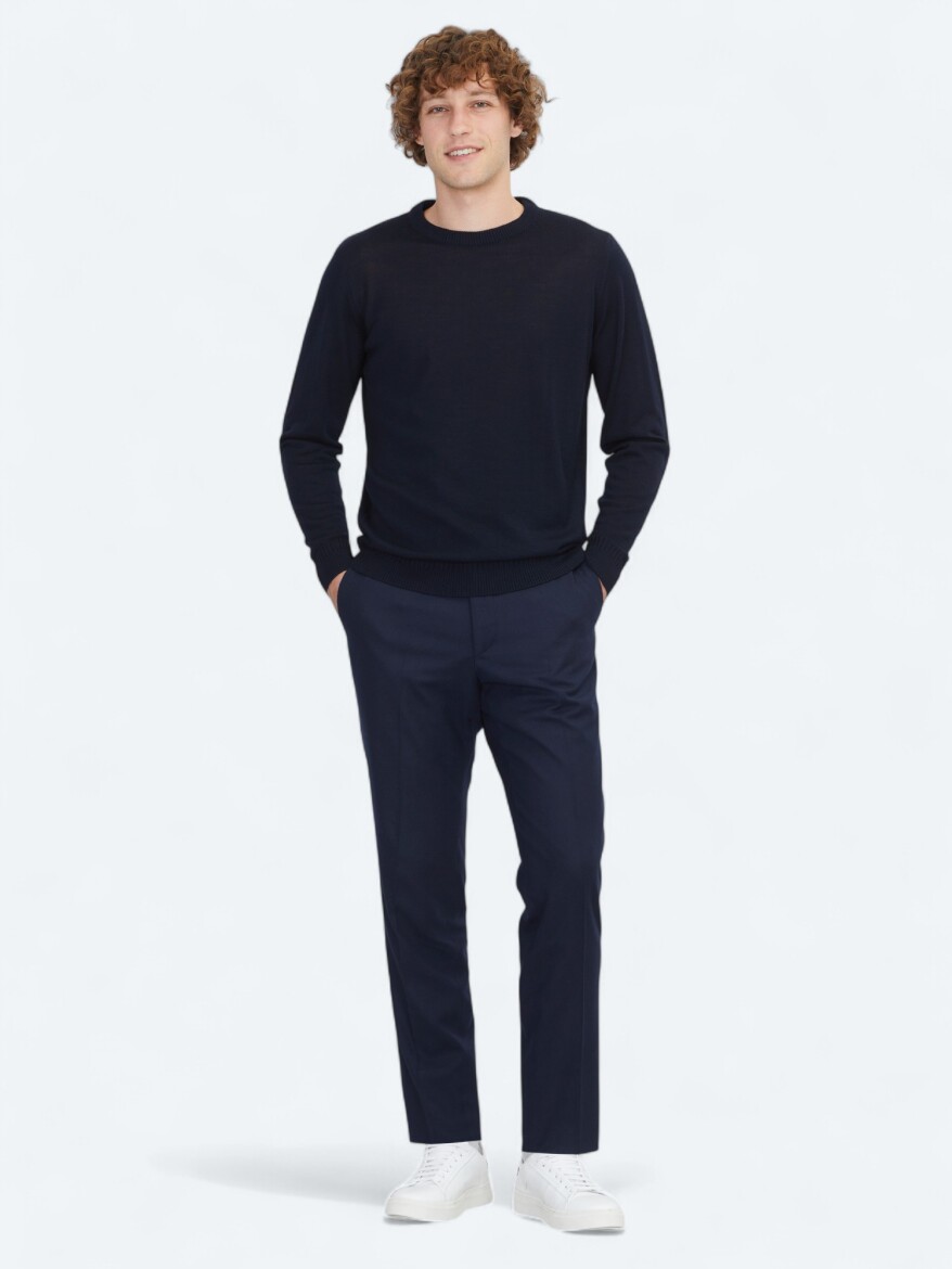 Navy Blue Knitwear Sweatshirt - KİP