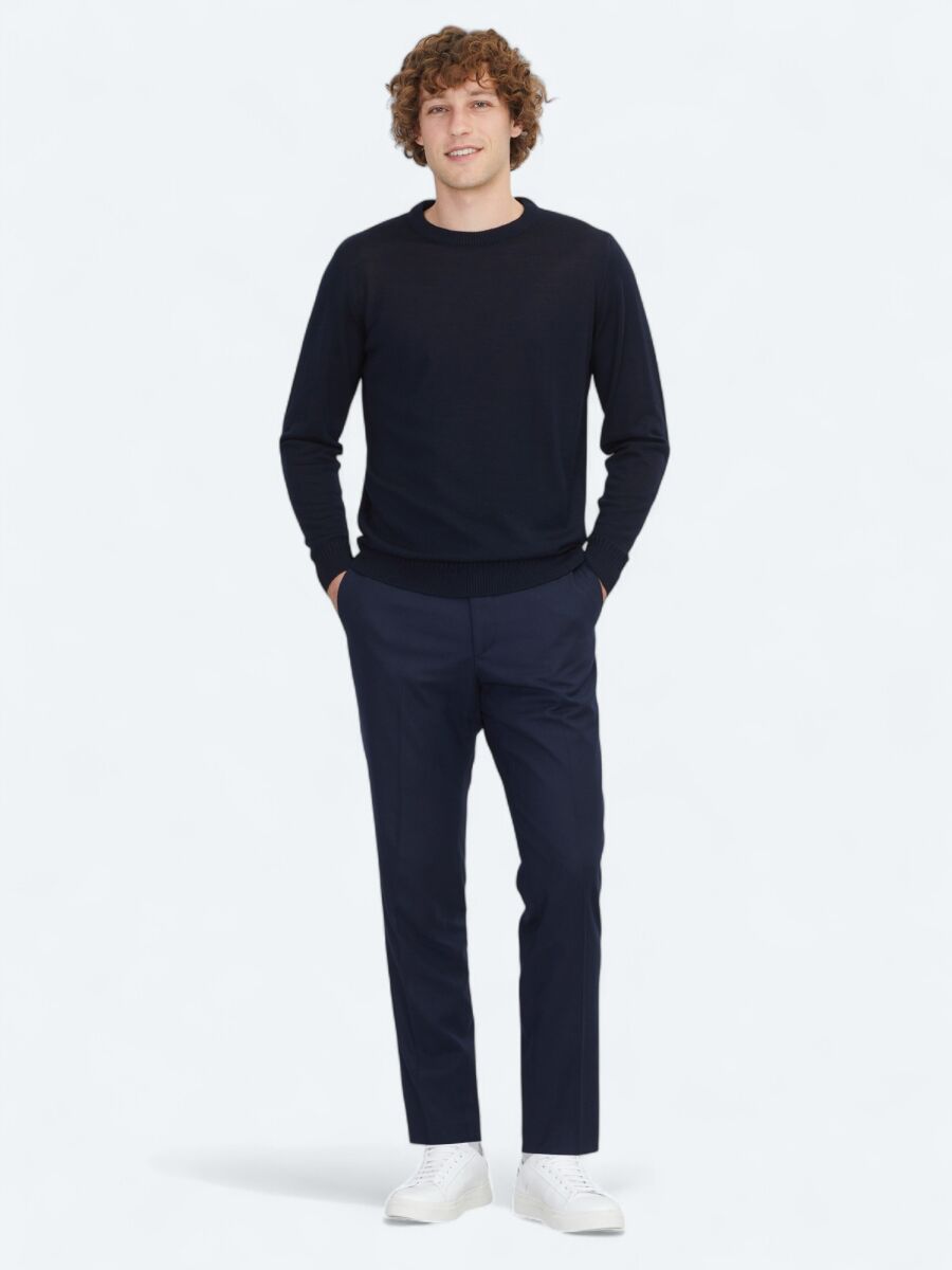 Navy Blue Knitwear Sweatshirt - 2