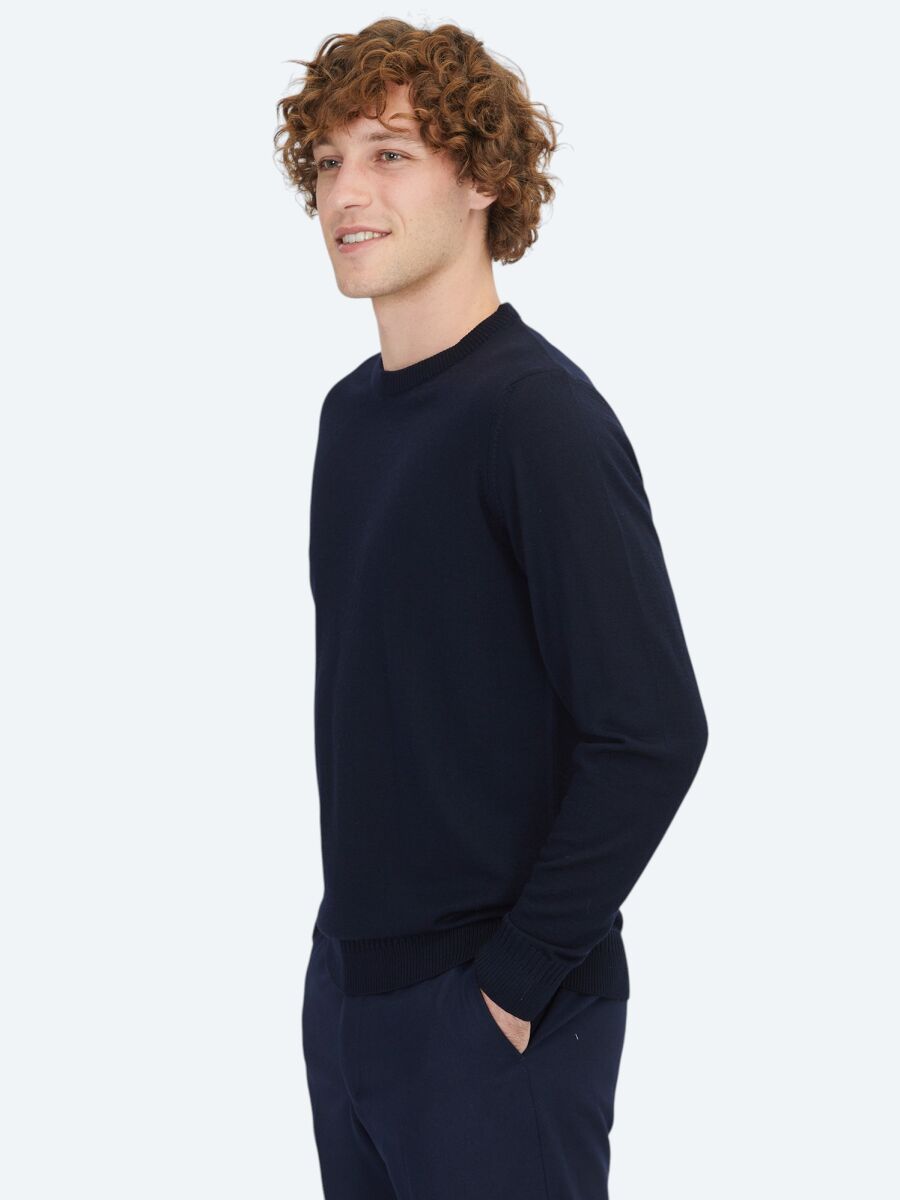 Navy Blue Knitwear Sweatshirt - 3