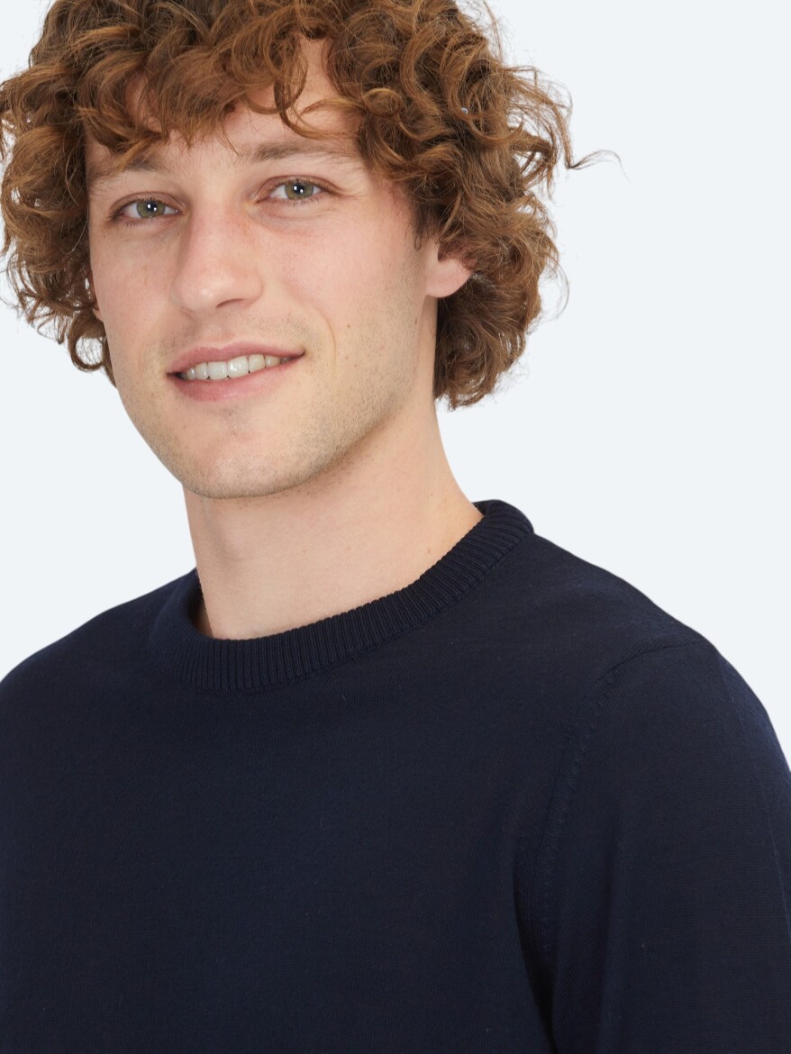 Navy Blue Knitwear Sweatshirt - 5