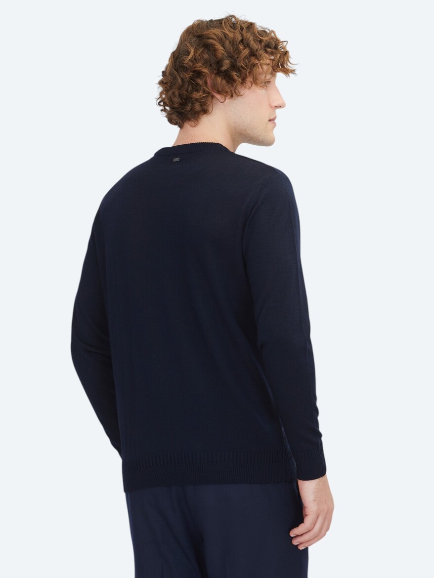 Navy Blue Knitwear Sweatshirt - 6