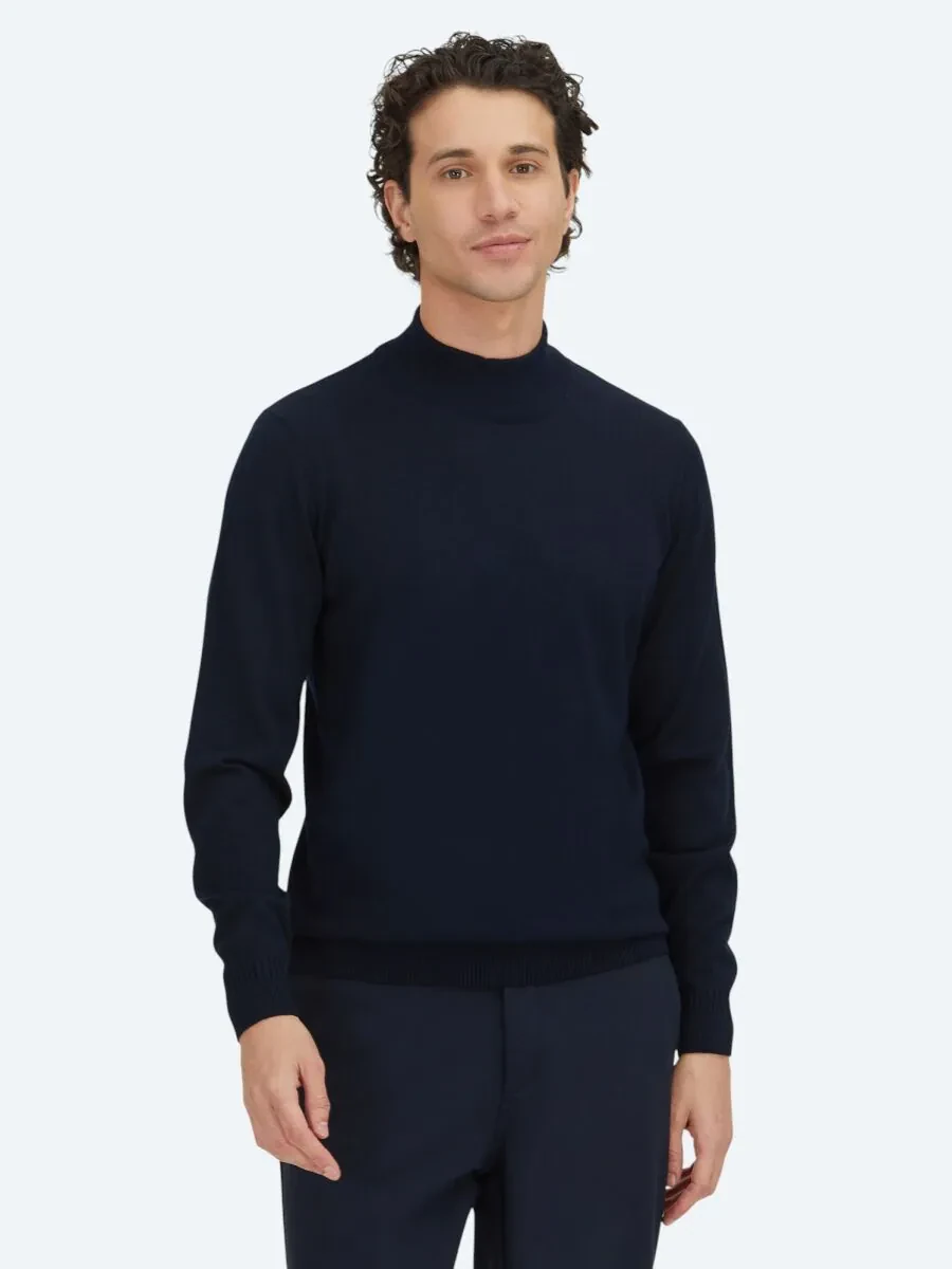 Navy Blue Knitwear Sweatshirt - 1