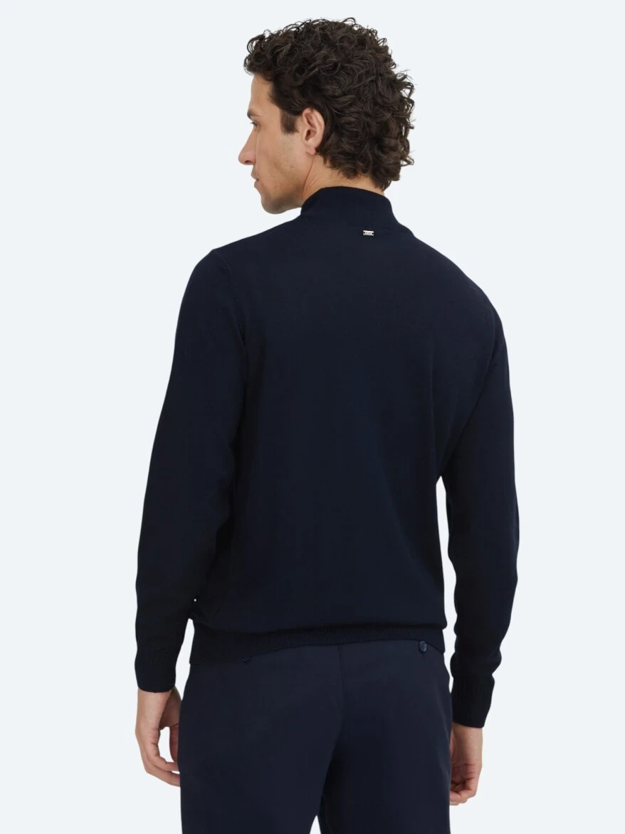 Navy Blue Knitwear Sweatshirt - 5