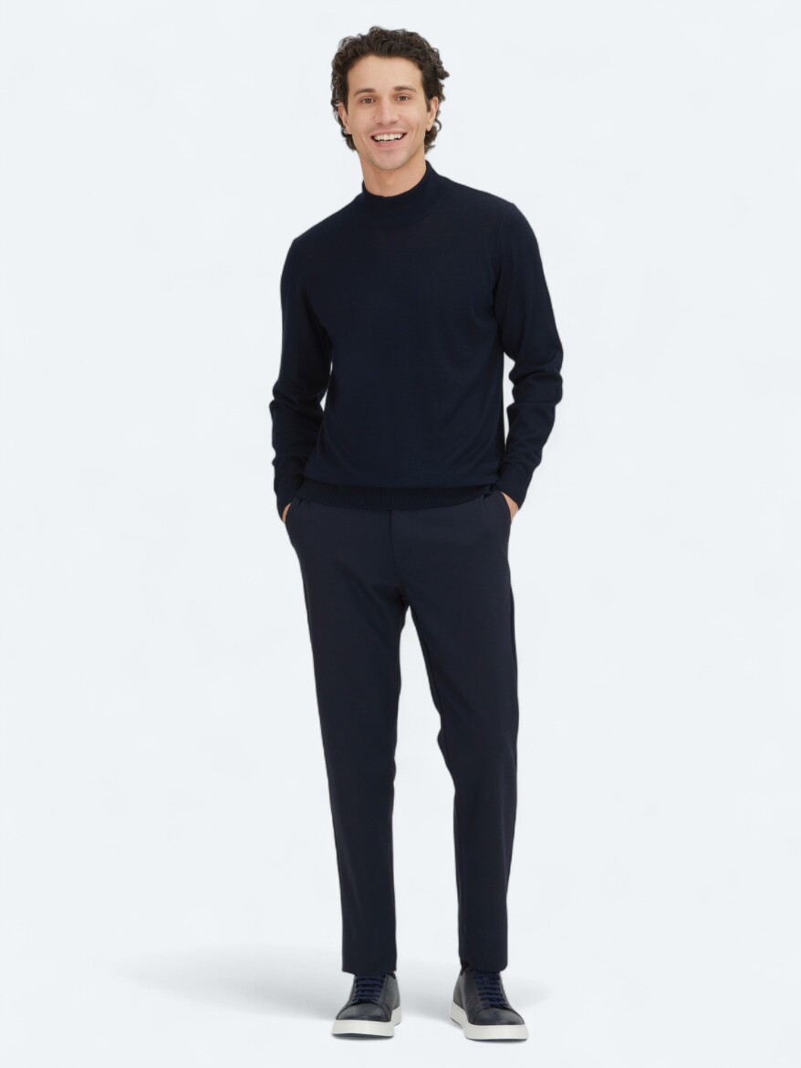 Navy Blue Knitwear Sweatshirt 