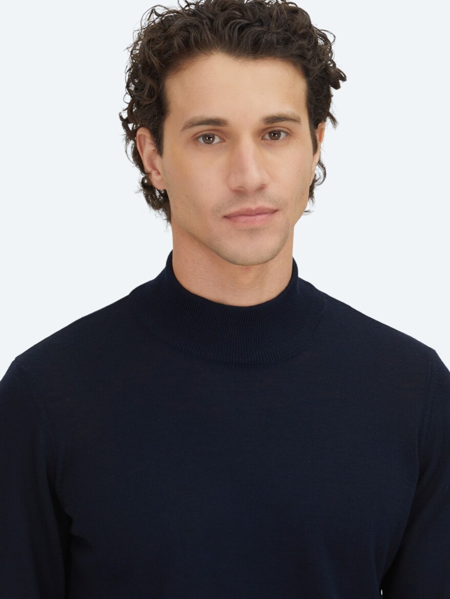 Navy Blue Knitwear Sweatshirt - 3