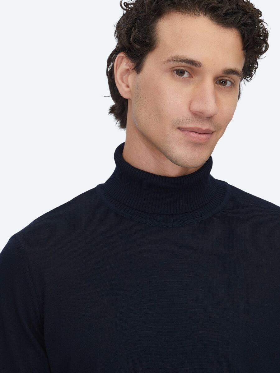 Navy Blue Knitwear Sweatshirt - 3