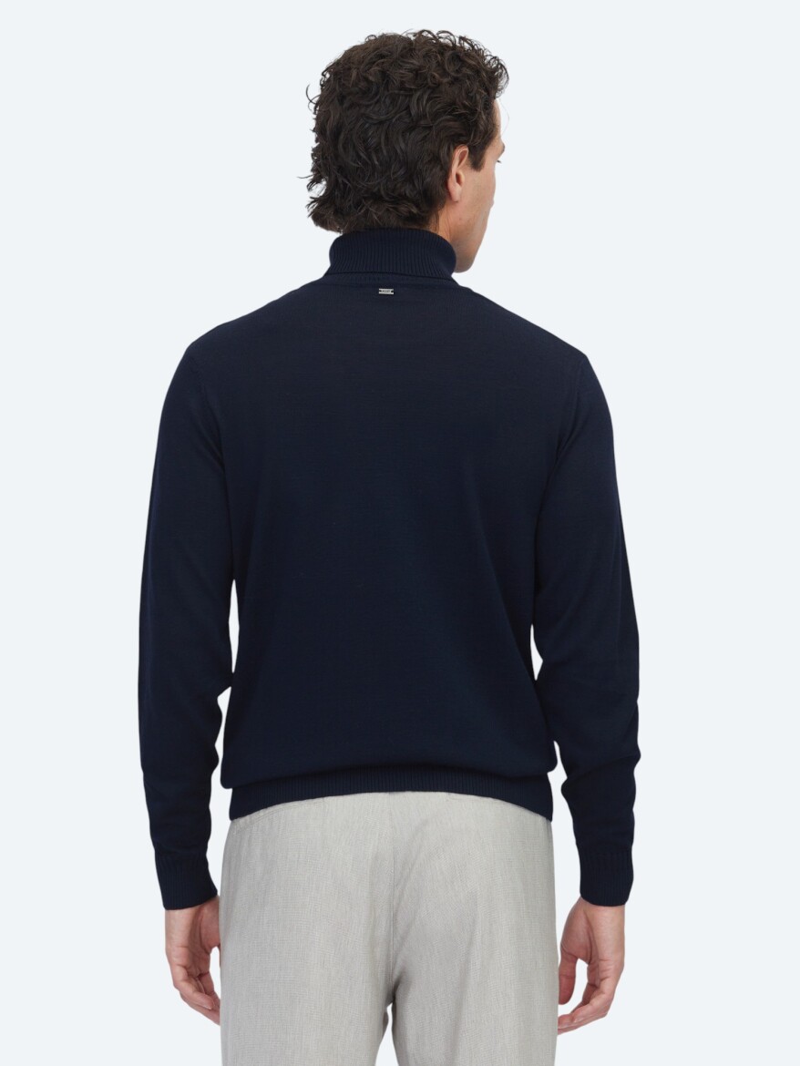 Navy Blue Knitwear Sweatshirt - 5