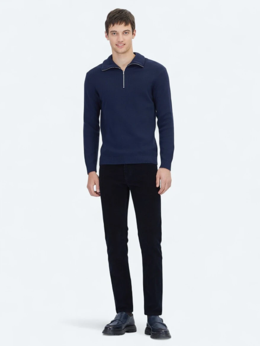 Navy Blue Knitwear Sweatshirt 