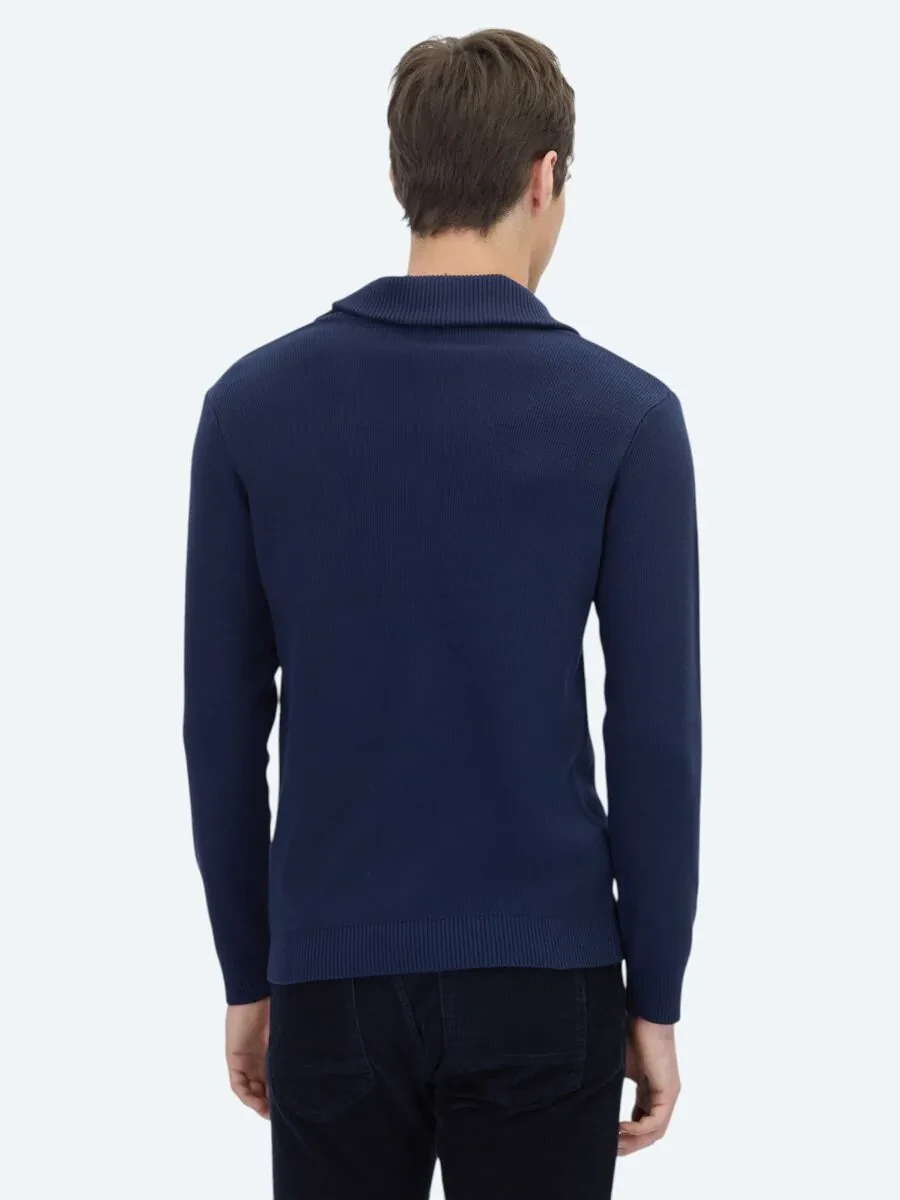 Navy Blue Knitwear Sweatshirt - 6