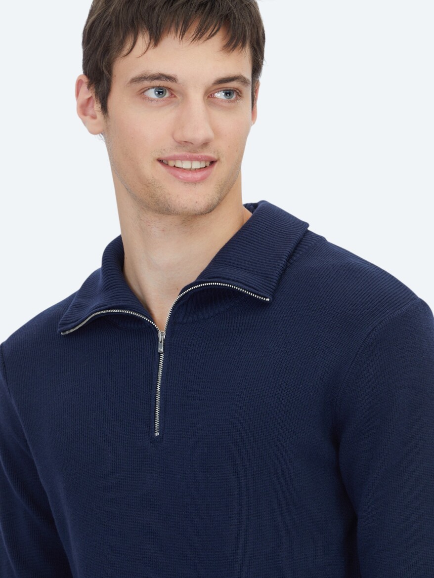 Navy Blue Knitwear Sweatshirt - 4