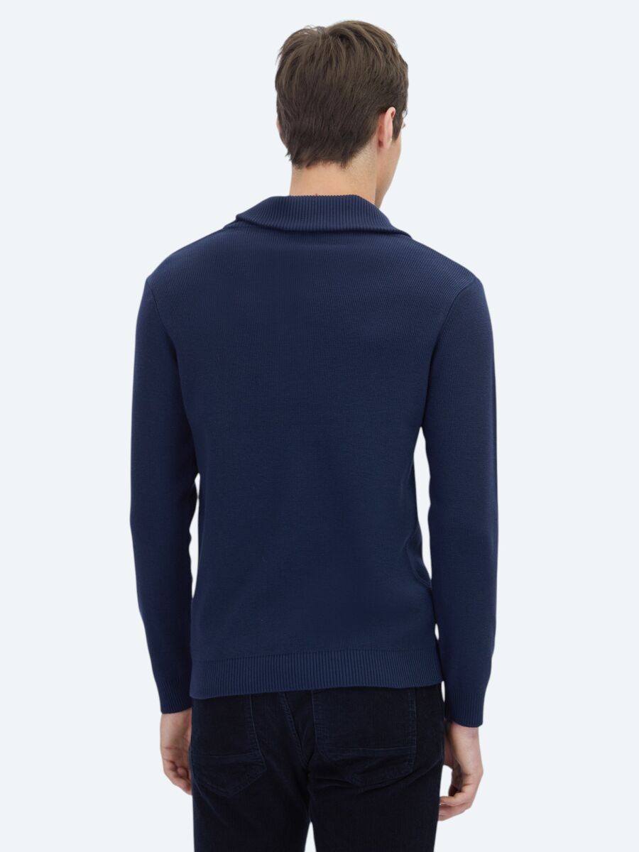 Navy Blue Knitwear Sweatshirt - 6