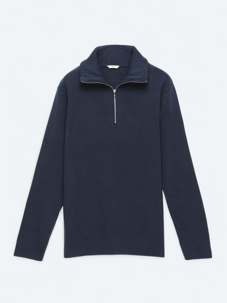 Navy Blue Knitwear Sweatshirt - 7