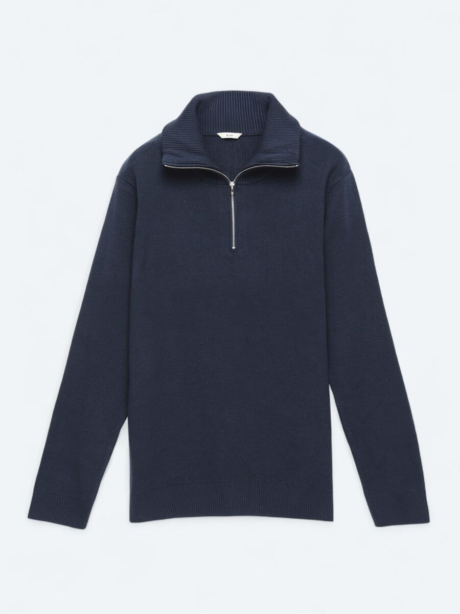 Navy Blue Knitwear Sweatshirt - 7
