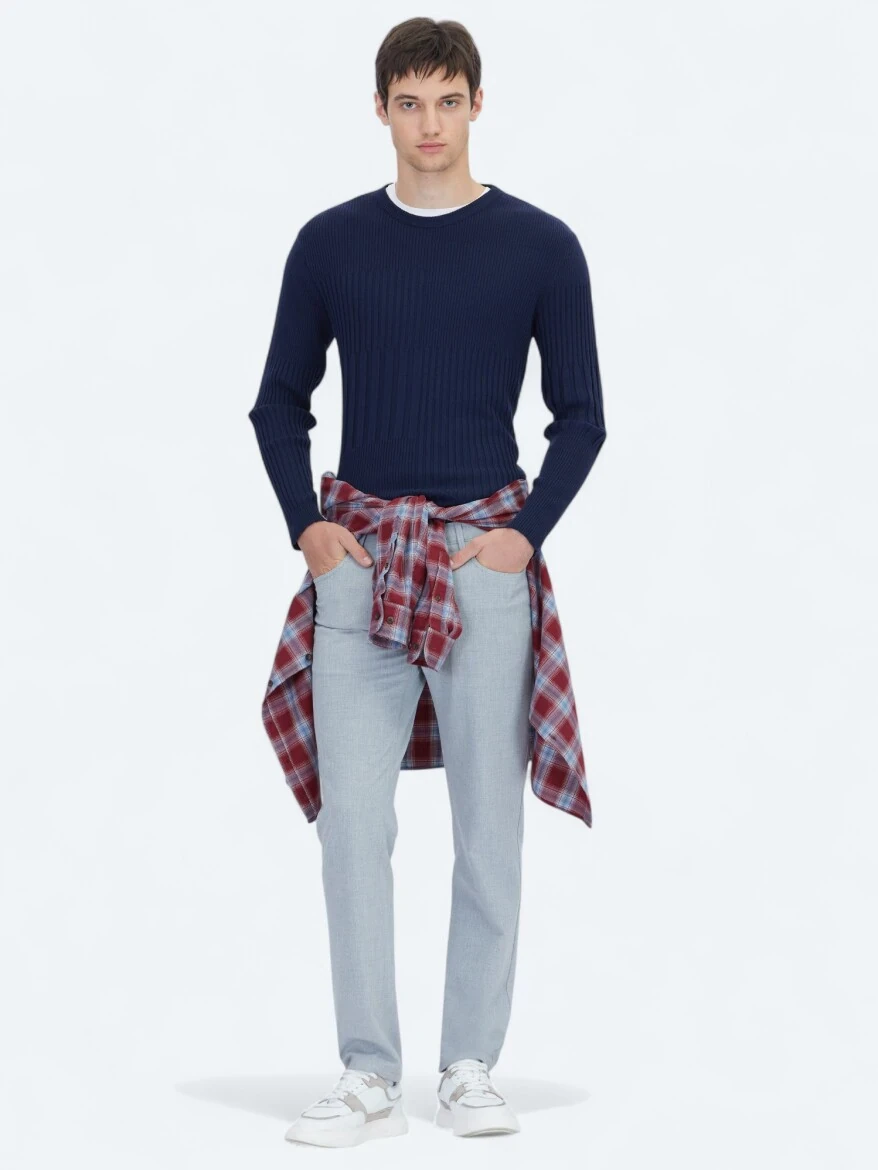 Navy Blue Knitwear Sweatshirt - KİP