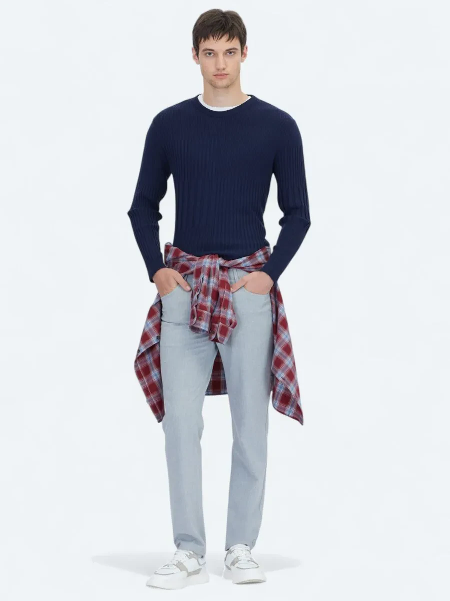 Navy Blue Knitwear Sweatshirt - 2