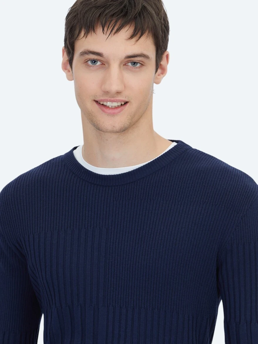 Navy Blue Knitwear Sweatshirt - 3