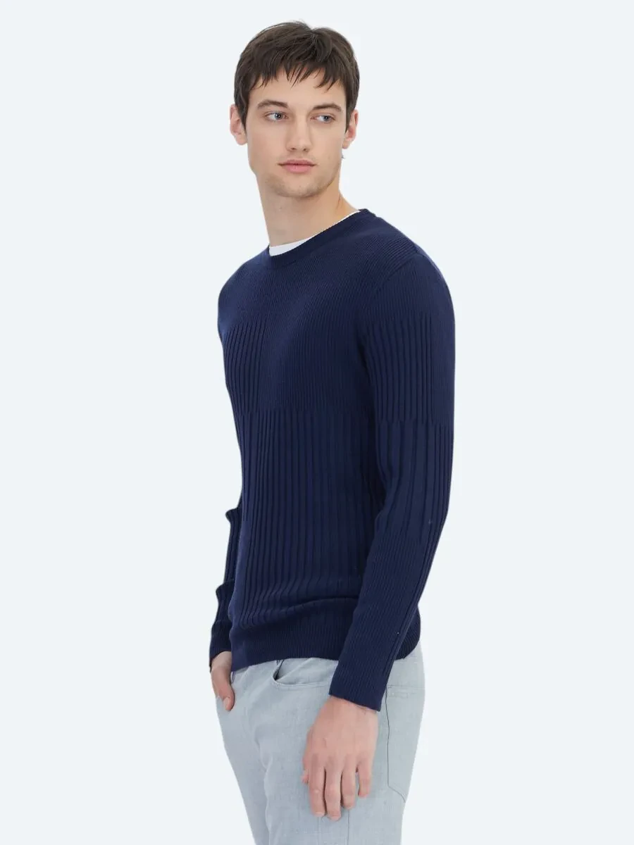 Navy Blue Knitwear Sweatshirt - 4