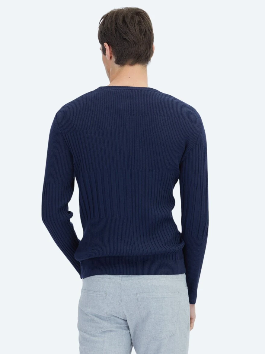 Navy Blue Knitwear Sweatshirt - 5