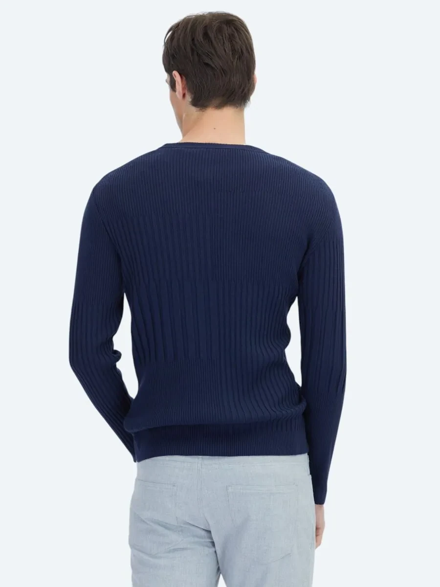 Navy Blue Knitwear Sweatshirt - 5
