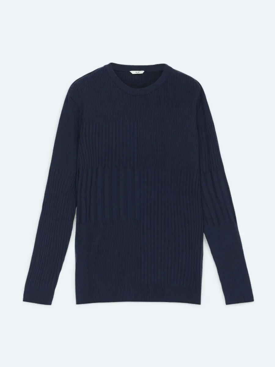 Navy Blue Knitwear Sweatshirt - 6