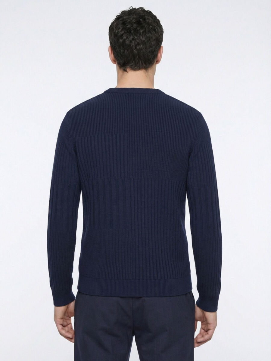 Navy Blue Knitwear Sweatshirt - 4