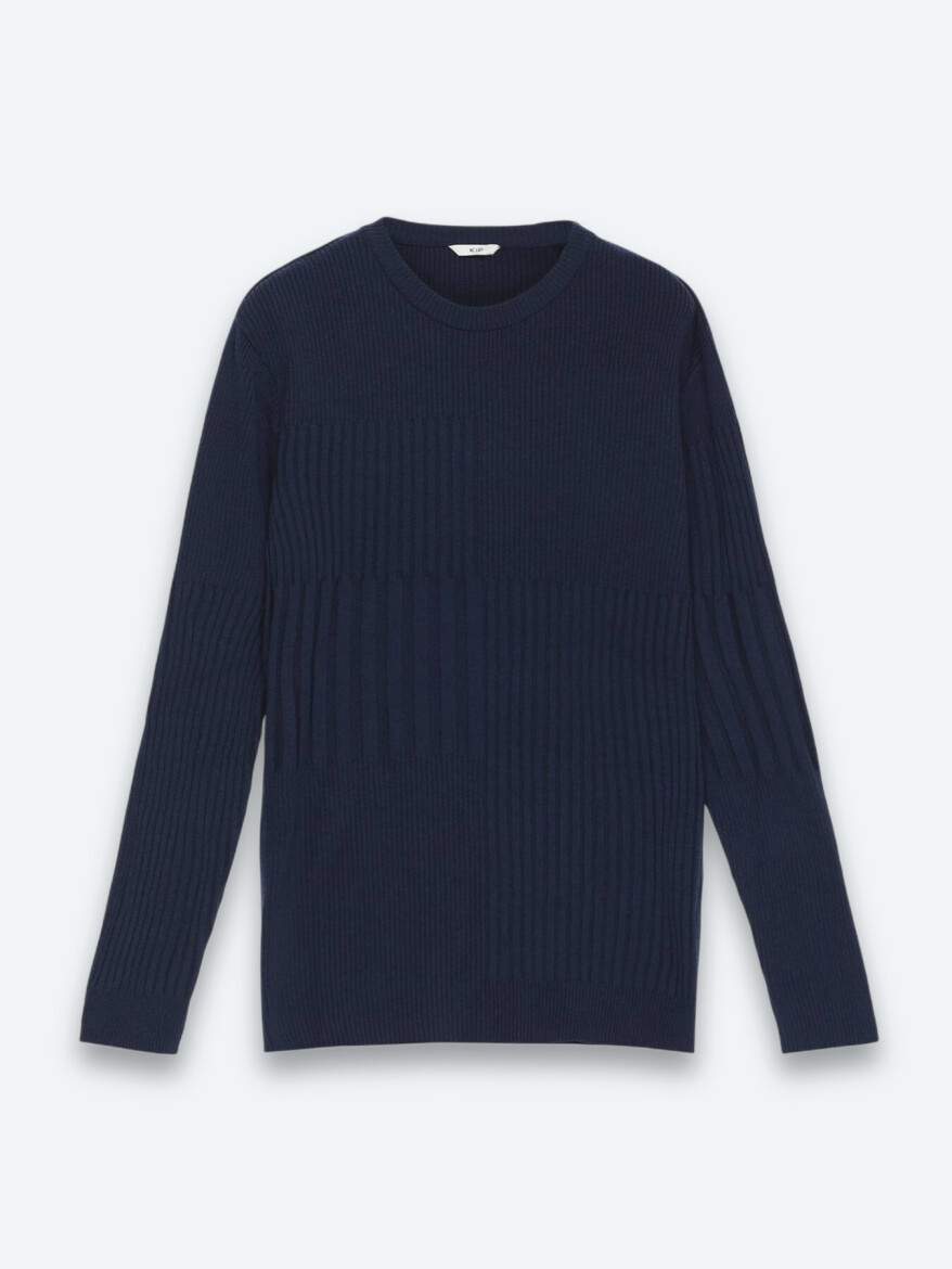 Navy Blue Knitwear Sweatshirt - 5