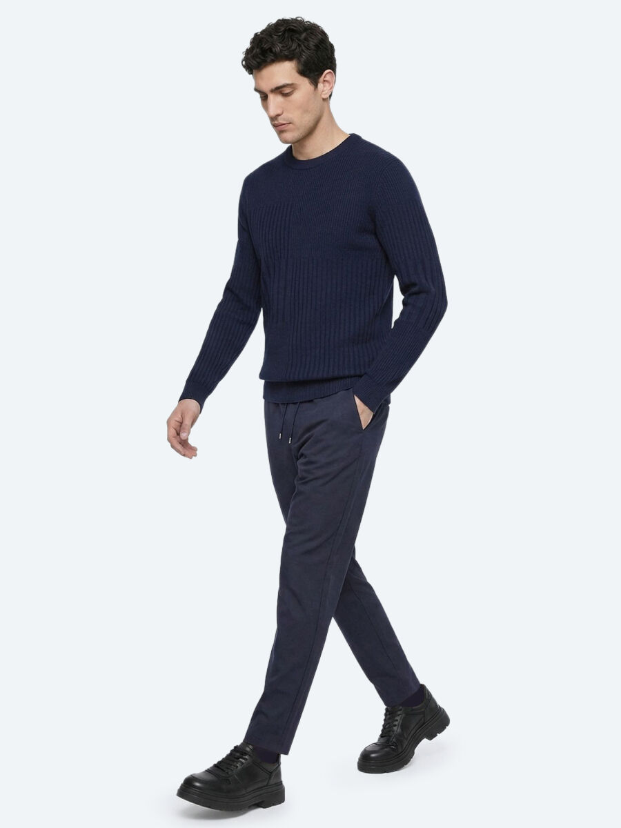 Navy Blue Knitwear Sweatshirt - 3