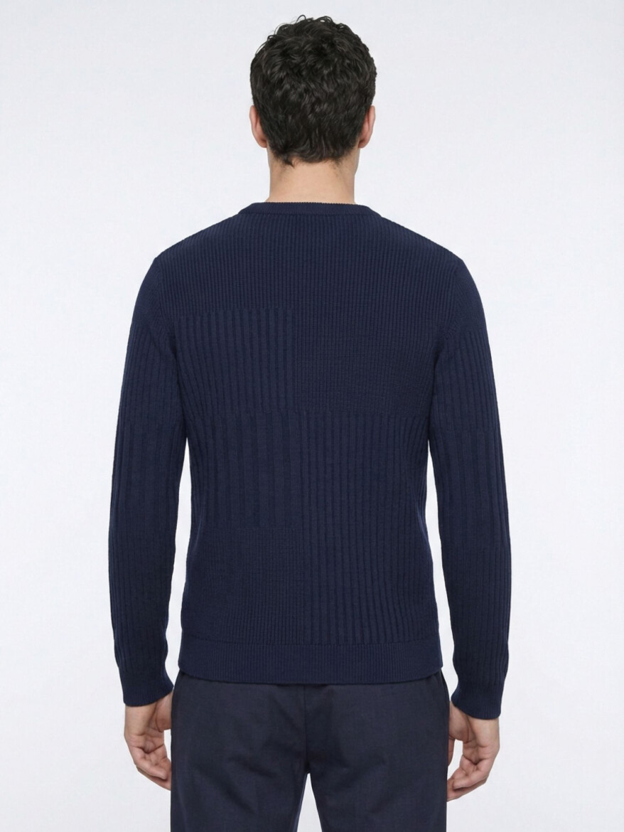 Navy Blue Knitwear Sweatshirt - 4