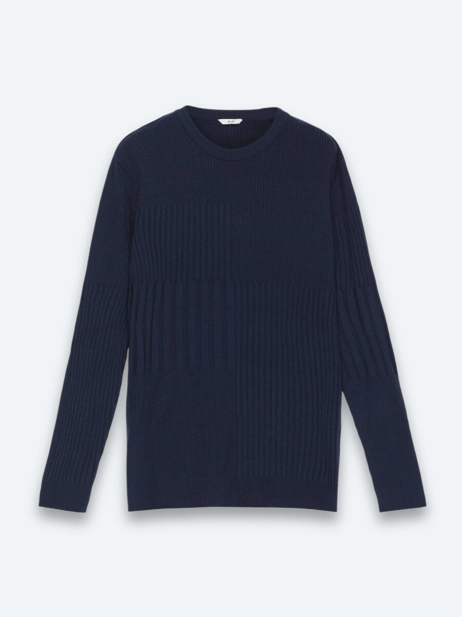 Navy Blue Knitwear Sweatshirt - 5