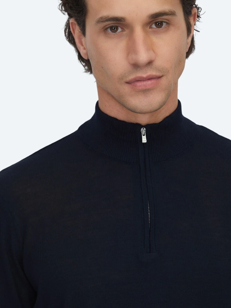 Navy Blue Knitwear Sweatshirt 