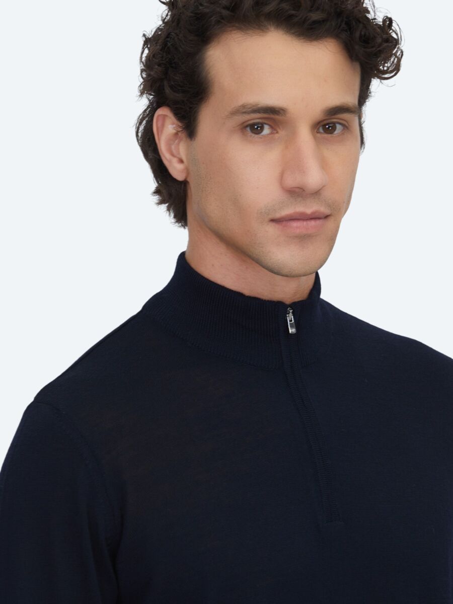 Navy Blue Knitwear Sweatshirt - 3