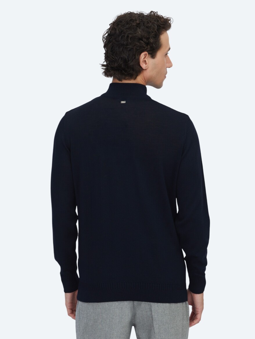 Navy Blue Knitwear Sweatshirt - 5