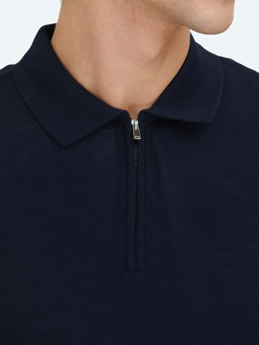 Navy Blue Knitwear Sweatshirt - 3