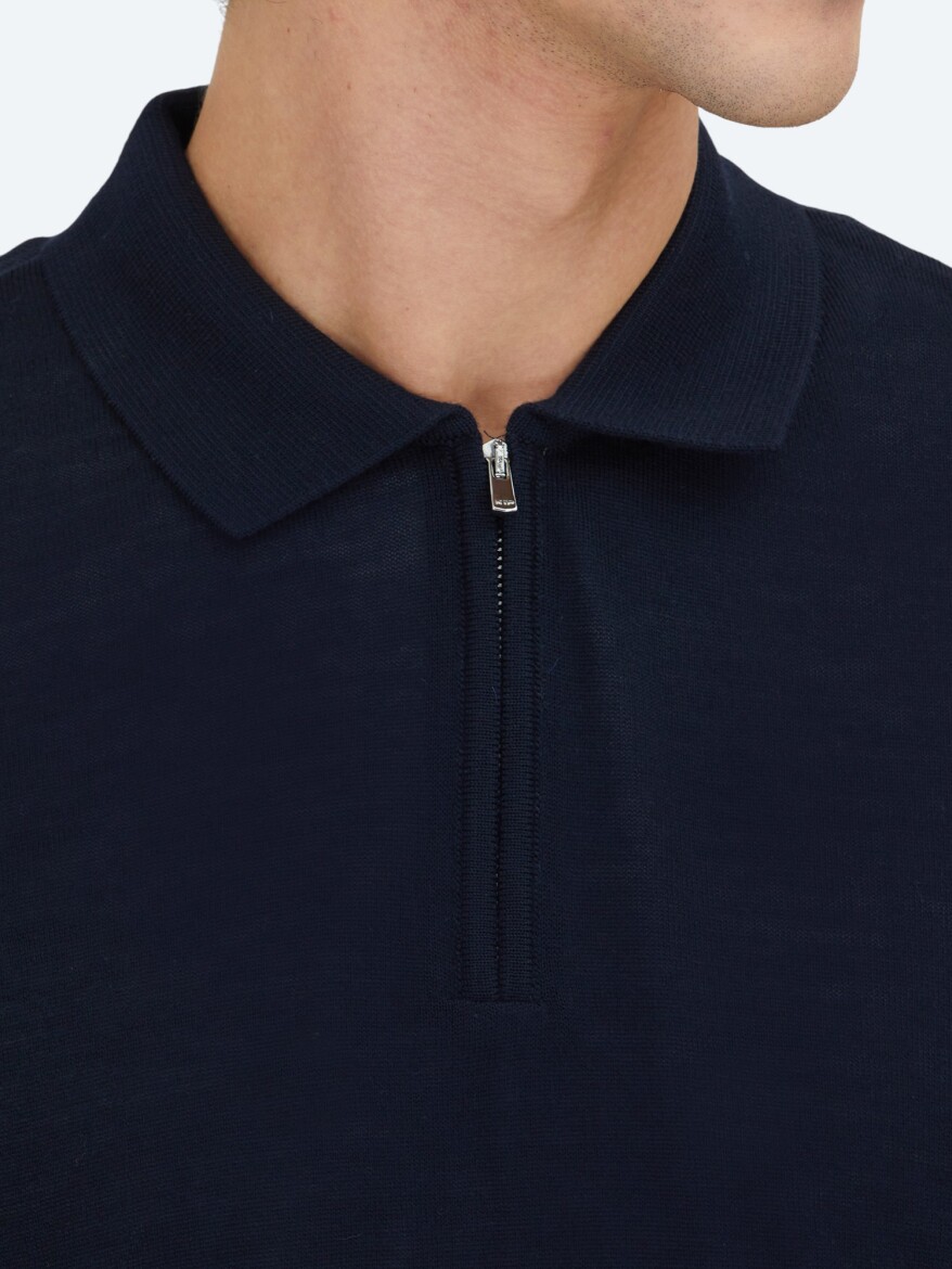 Navy Blue Knitwear Sweatshirt - 3