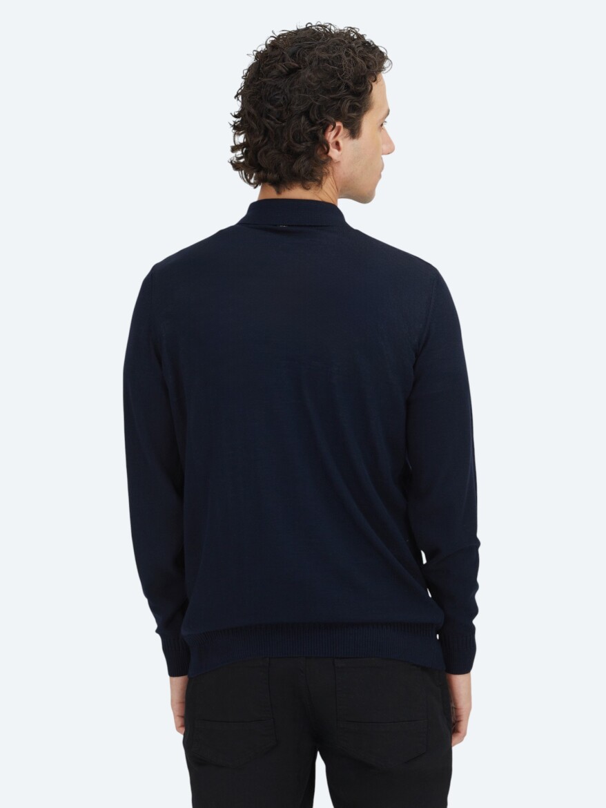 Navy Blue Knitwear Sweatshirt - 5