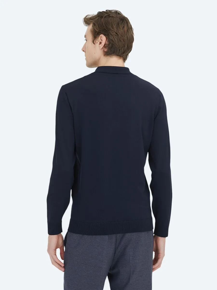Navy Blue Knitwear Sweatshirt - 5