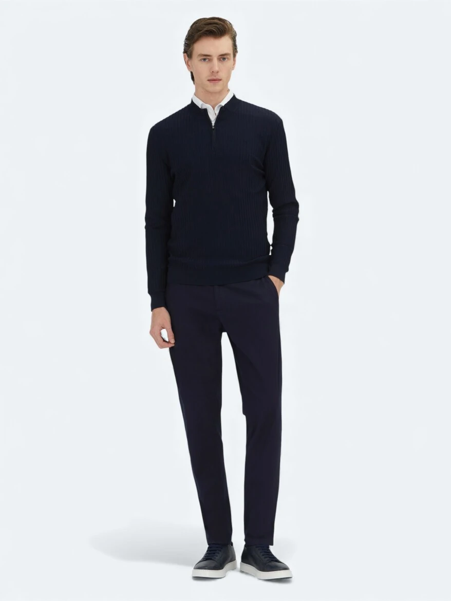 Navy Blue Knitwear Sweatshirt - KİP