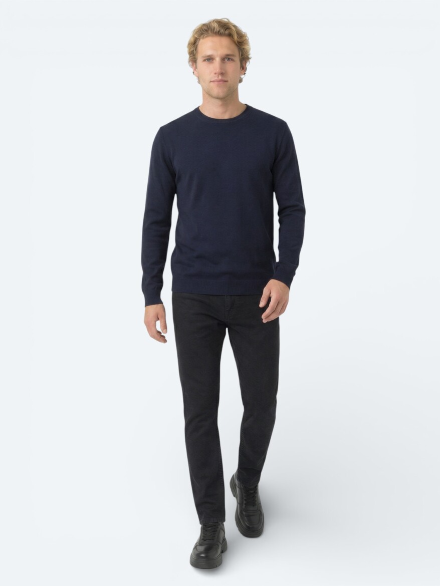 Navy Blue Knitwear Sweatshirt - 2