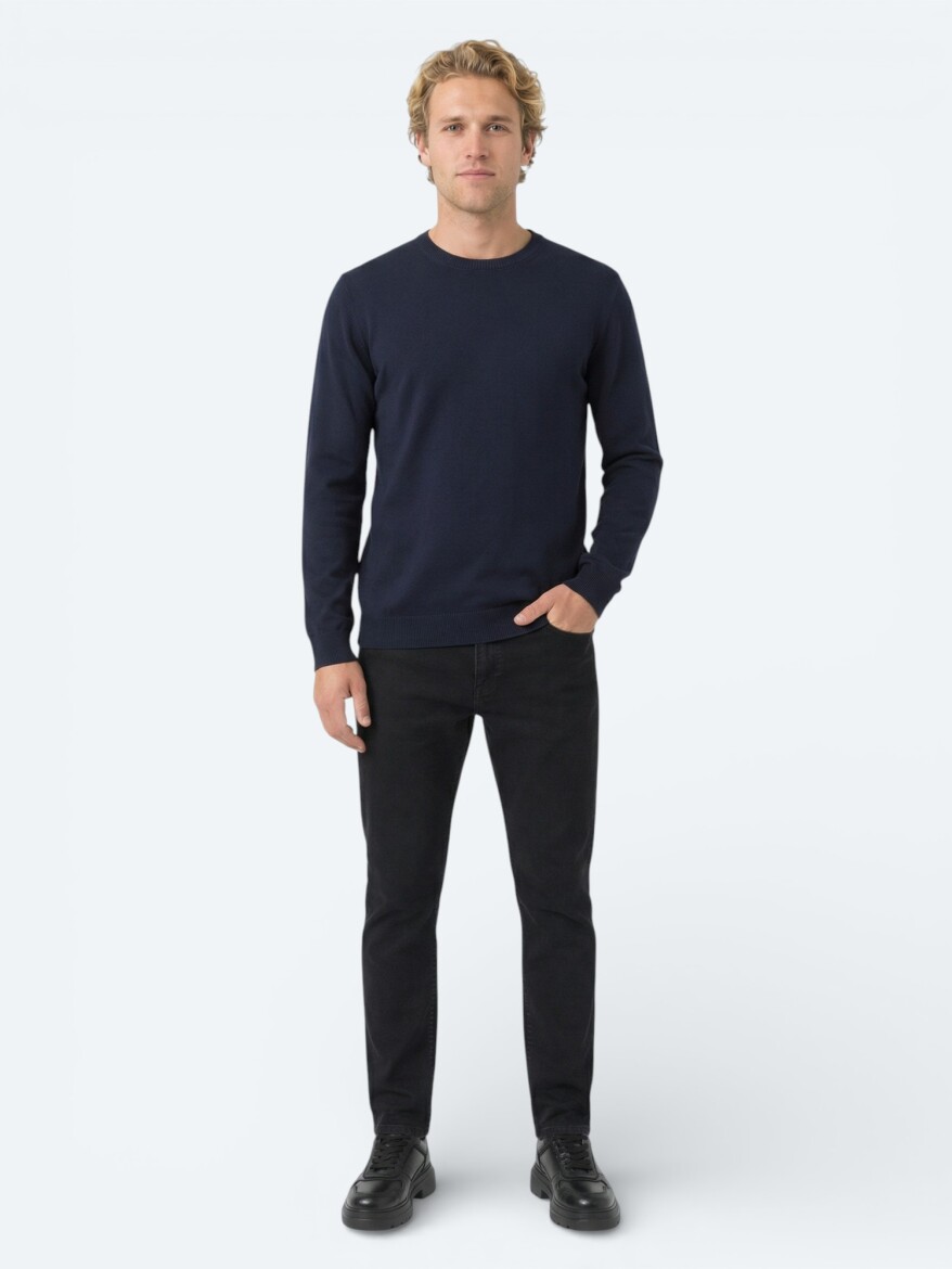 Navy Blue Knitwear Sweatshirt - 3